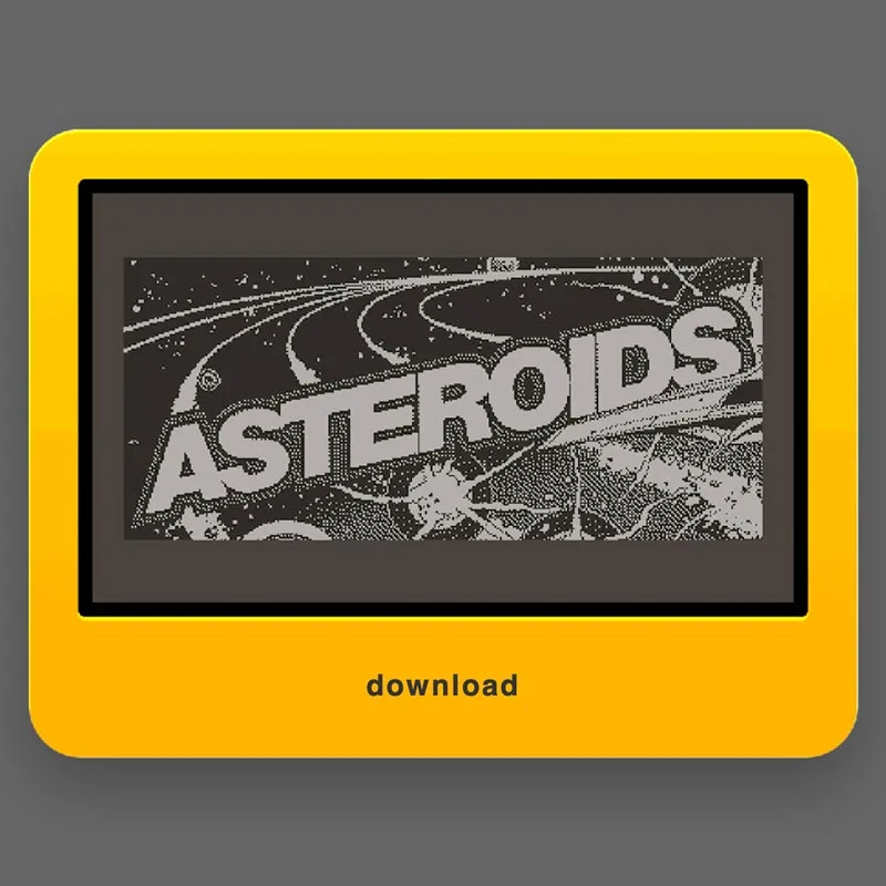 Screenshot of downloadable Playdate Asteroids game built by Net Ingredients